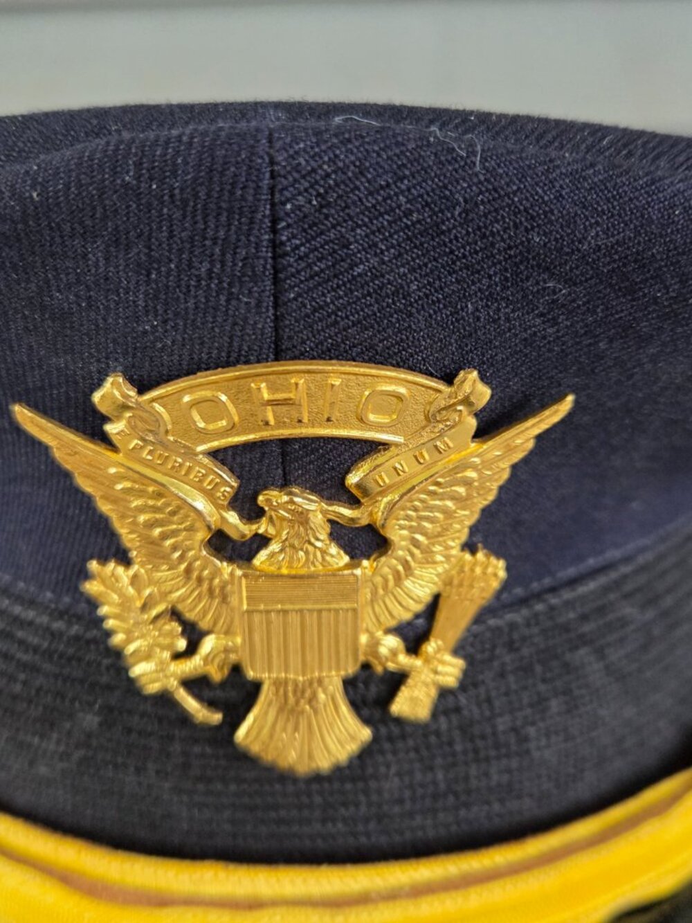 US Army Field Grade Officer Service Cap Visor Cap OHIO Banner Size 7 1/4